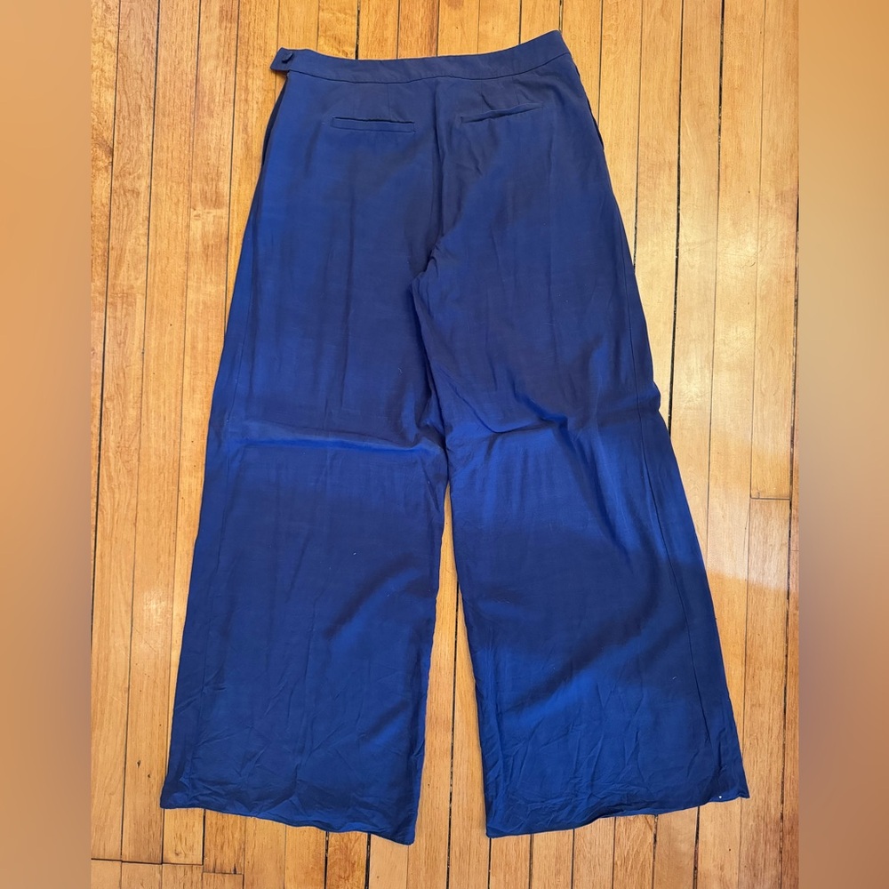 Anthropologie Elevenses Navy Wide-Leg Trousers